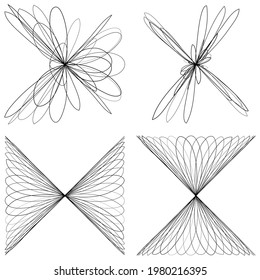 Abstract geometric lineart, lines design element. Outline knot-like mandala, motiff design