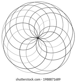 Abstract geometric lineart, lines design element. Outline knot-like mandala, motiff design