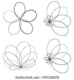 Abstract geometric lineart, lines design element. Outline knot-like mandala, motiff design