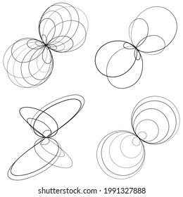 Abstract geometric lineart, lines design element. Outline knot-like mandala, motiff design