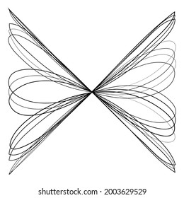 Abstract geometric lineart, lines design element. Outline knot-like mandala, motiff design