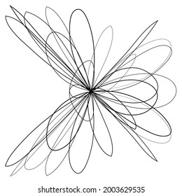 Abstract geometric lineart, lines design element. Outline knot-like mandala, motiff design