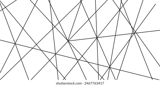 Abstract geometric lines background. Abstract black random chaotic liens with many squares and triangles shape background.	