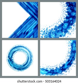 Abstract geometric lines blue vector set backgrounds. Good for promotion materials, brochures, banners. Abstract Backdrop, Technology 