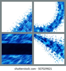 Abstract geometric lines blue vector set backgrounds. Good for promotion materials, brochures, banners. Abstract Backdrop, Technology Backgrounds.