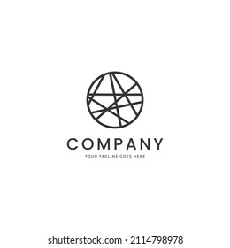 Abstract geometric lines in circle minimal logo icon sign design concept. Vector illustration