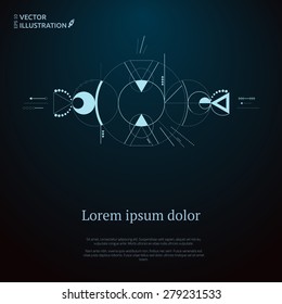 Abstract geometric lines and circles. Design element.