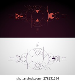 Abstract geometric lines and circles. Design element.