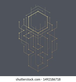 Abstract geometric lines. Connection and social network. Concept with lines and dots. Minimalistic Design.