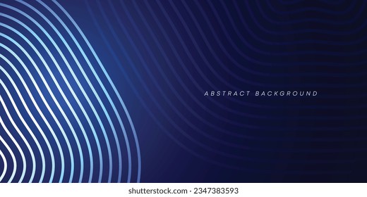 Abstract geometric lines dark blue glowing background. stripe line art design. diagonal banner of corner lines. Modern style shiny blue rounded square pattern. Suit for banner, presentation, website