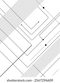 Abstract Geometric Lines and Dots on White Background