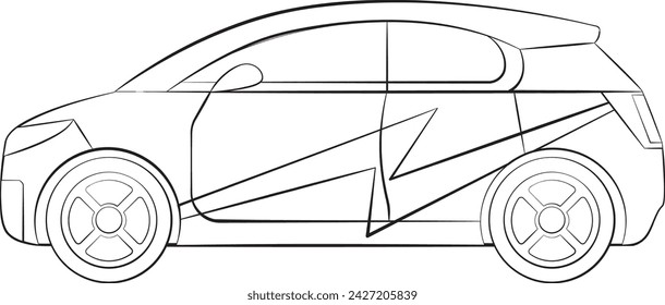 Abstract geometric lines forming a stylized car