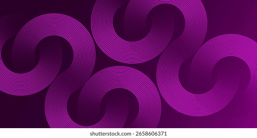 Abstract geometric lines glow on a dark background. Elegant and sparkling pink circular line pattern. Modern and futuristic graphics. Suitable for posters, banners, brochures, modern art,  dark pink 