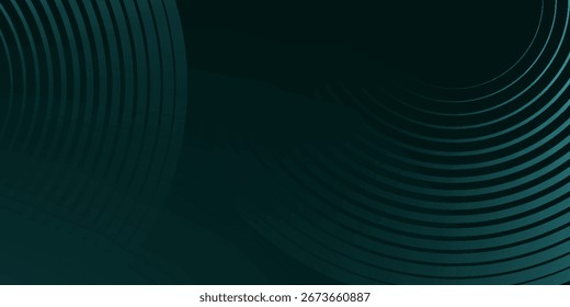 Líneas geométricas Abstractas que brillan sobre un fondo verde oscuro. Concepto de tecnología futurista con líneas circulares verdes brillantes modernas.