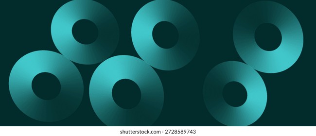 Líneas geométricas Abstractas que brillan sobre un fondo verde oscuro. Concepto de tecnología futurista con líneas circulares verdes brillantes modernas.