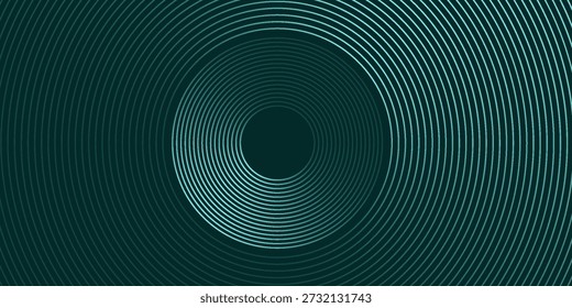 Linhas geométricas abstratas que brilham sobre um fundo verde-escuro. Conceito de tecnologia futurista com modernas linhas circulares verdes cintilantes.
