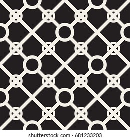 Abstract geometric lines lattice pattern. Seamless vector stylish background. Black and white simple repeating texture.