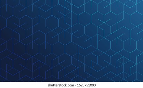 Abstract geometric lines on blue background. Technology and connection concept.