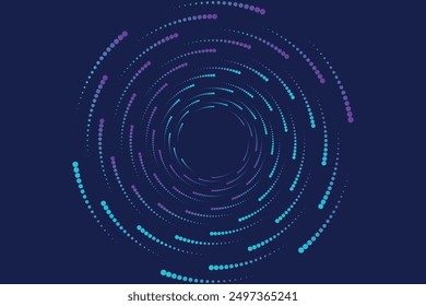 Líneas geométricas Abstractas sobre fondo azul oscuro. Moderno patrón de líneas hexagonales azul púrpura degradado brillante. Diseño geométrico del arte de la línea de la raya. Tecnología concepto futurista.