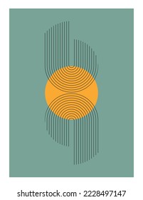 Abstract geometric lines poster. Mid century art print for wall decor.