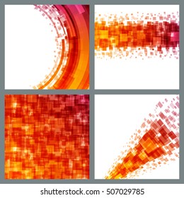 Abstract geometric lines red vector set backgrounds. Good for promotion materials, brochures, banners. Abstract Backdrop, Technology Backgrounds.