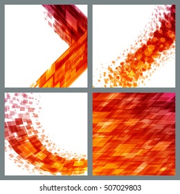 Abstract geometric lines red vector set backgrounds. Good for promotion materials, brochures, banners. Abstract Backdrop, Technology Backgrounds.