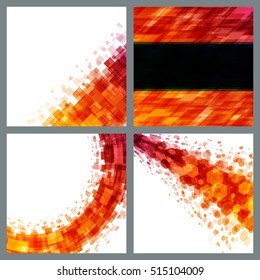 Abstract geometric lines red vector set backgrounds. Good for promotion materials, brochures, banners
