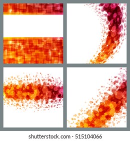 Abstract geometric lines red vector set backgrounds. Good for promotion materials, brochures, banners, backdrop