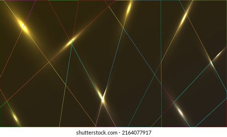 Abstract geometric lines shape with lighting effect on brown background retro color style. Vector graphic illustration.