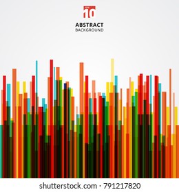 Abstract geometric lines straight overlap multicolor on white background. Vector illustration