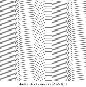 Abstract geometric lines stripes. black and white geometric pattern, Optical illusion zigzag effect.Geometric tiles in op art. Futuristic and vibrant design, vector background with zigzag wave.