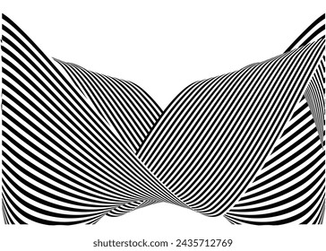 Abstract geometric lines waves pattern ,vector illustration monochrome design,geometric lines black and white.Psychedelic wavy lines.