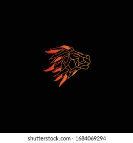 Abstract geometric lion head logo icon sign. Vector illustration isolated object on black background