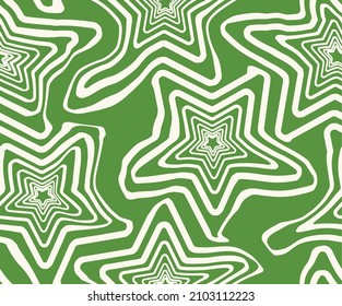 Abstract Geometric Liquid Stars Stroke Line Style Seamless Pattern Vector Trendy Fashion Design Bright Yellow Ecru