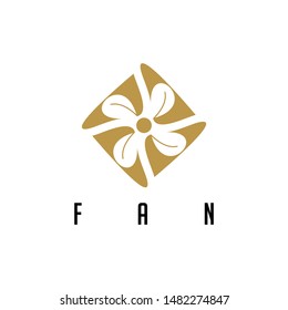Abstract geometric logo about a windmill or fan.