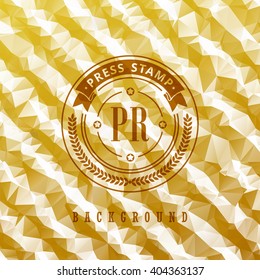 Abstract Geometric logo background. Summer abstract background poster. Vector summer pattern greeting card design, label, advertising, stamp. Spring triangular diagonal gold lines. Emblem frame