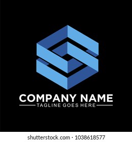 Abstract geometric logo with blue color