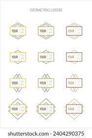 Recopilación de logotipos geométricos abstractos con formas geométricas simples y colores suaves en líneas de estilo mínimo