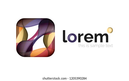 Abstract geometric logo created with overlapping smooth shapes, vector business icon