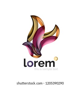 Abstract geometric logo created with overlapping smooth shapes, vector business icon