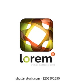 Logotipo geométrico abstrato criado com formas suaves sobrepostas, ícone de negócios vetorial