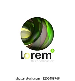 Abstract geometric logo created with overlapping smooth shapes, vector business icon
