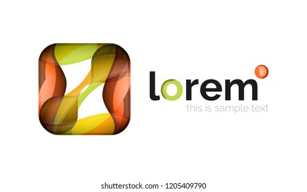 Logo geométrico abstracto creado con formas lisas superpuestas, icono de negocio vectorial