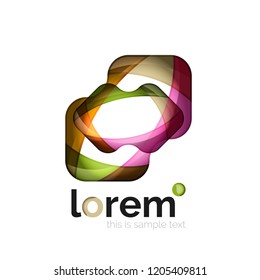 Logo geométrico abstracto creado con formas lisas superpuestas, icono de negocio vectorial
