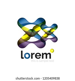 Abstract geometric logo created with overlapping smooth shapes, vector business icon