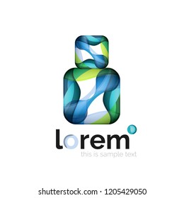 Abstract geometric logo created with overlapping smooth shapes, vector business icon
