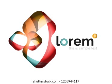 Logo geométrico abstracto creado con formas lisas superpuestas, icono de negocio vectorial