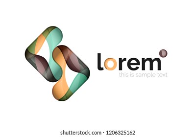 Abstract geometric logo created with overlapping smooth shapes, vector business icon
