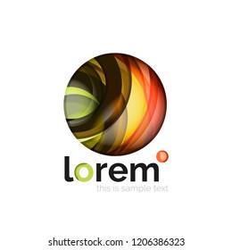 Abstract geometric logo created with overlapping smooth shapes, vector business icon