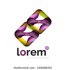 Logotipo geométrico abstrato criado com formas suaves sobrepostas, ícone de negócios vetorial